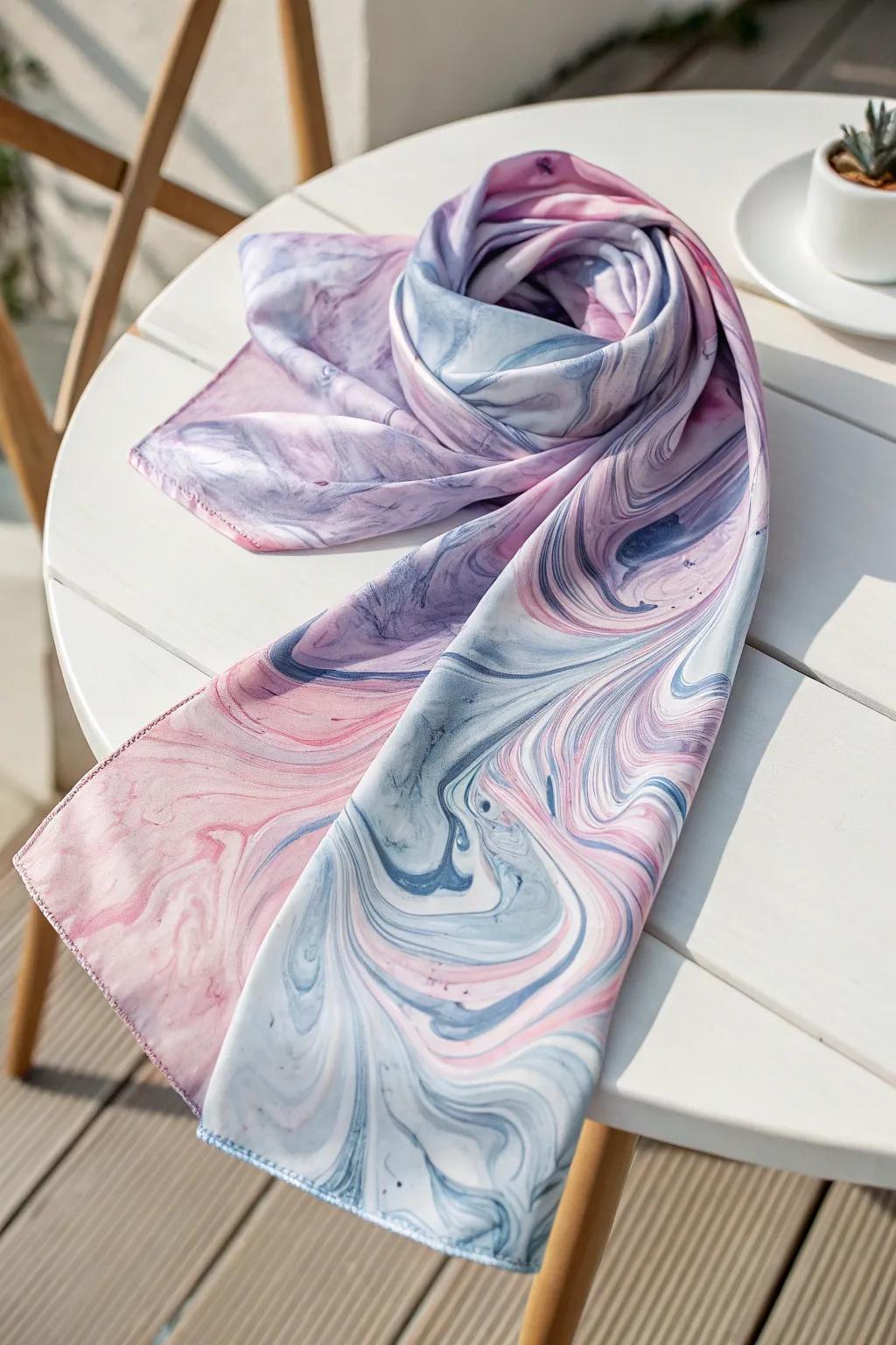 Transfigure your sartorial assortment through the celestial allure inherent within water-marble infused shawls—where inventive expression converges with refined aesthetics.