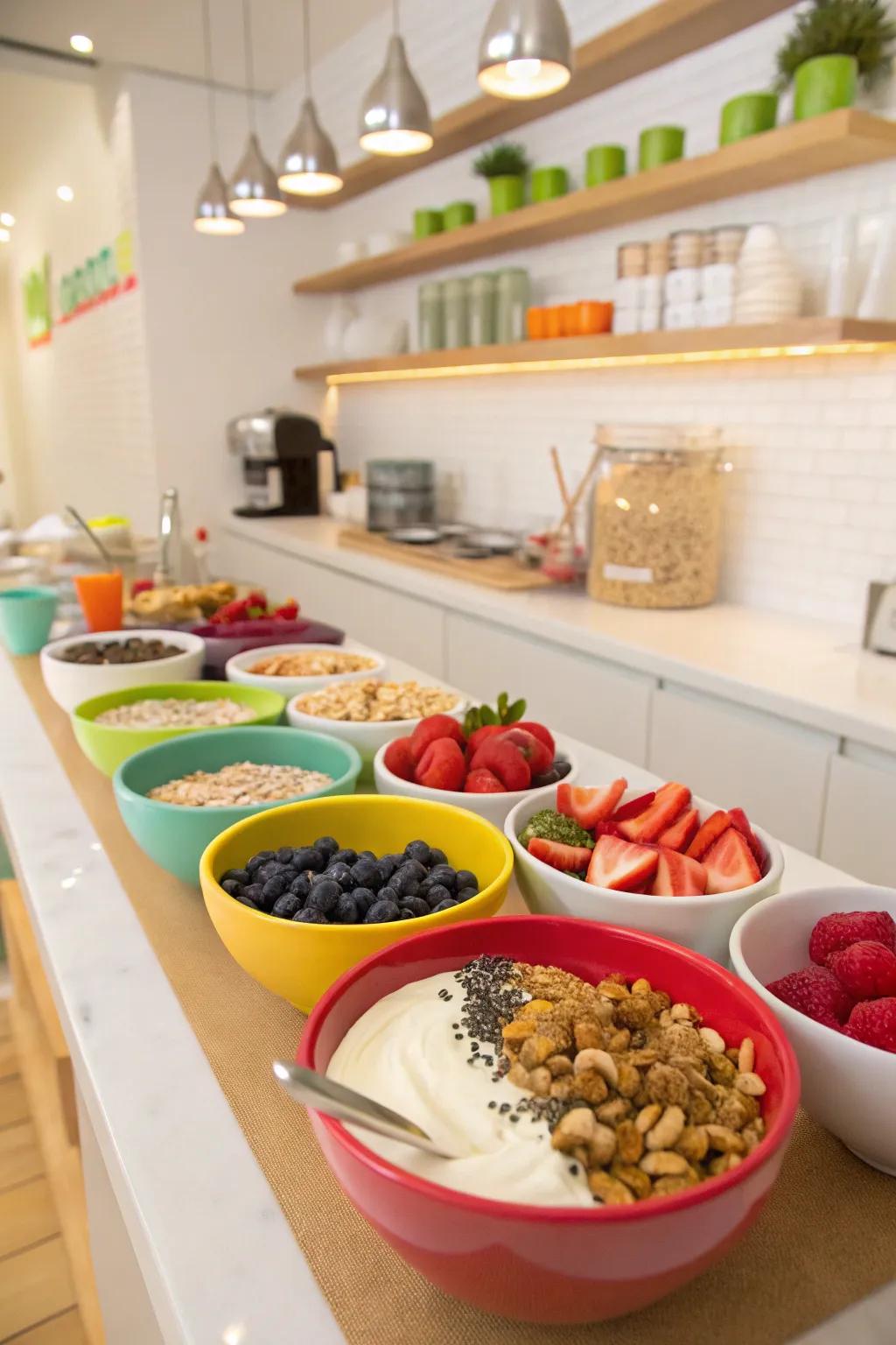 An enjoyable, interactive station empowering invitees to craft their personal breakfast parfaits.
