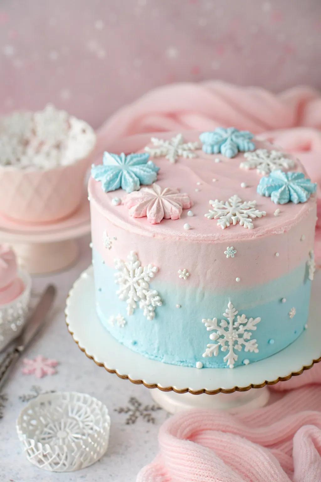 A pastel frigid dream featuring soft hues and refined crystalline patterns.