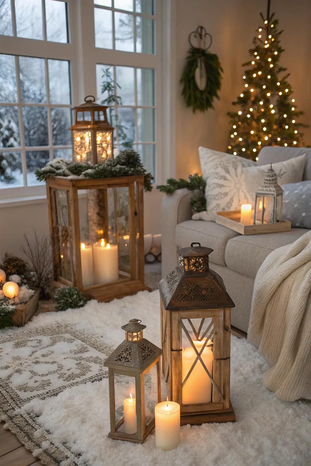 Countryside lanterns contribute warmth and charm.