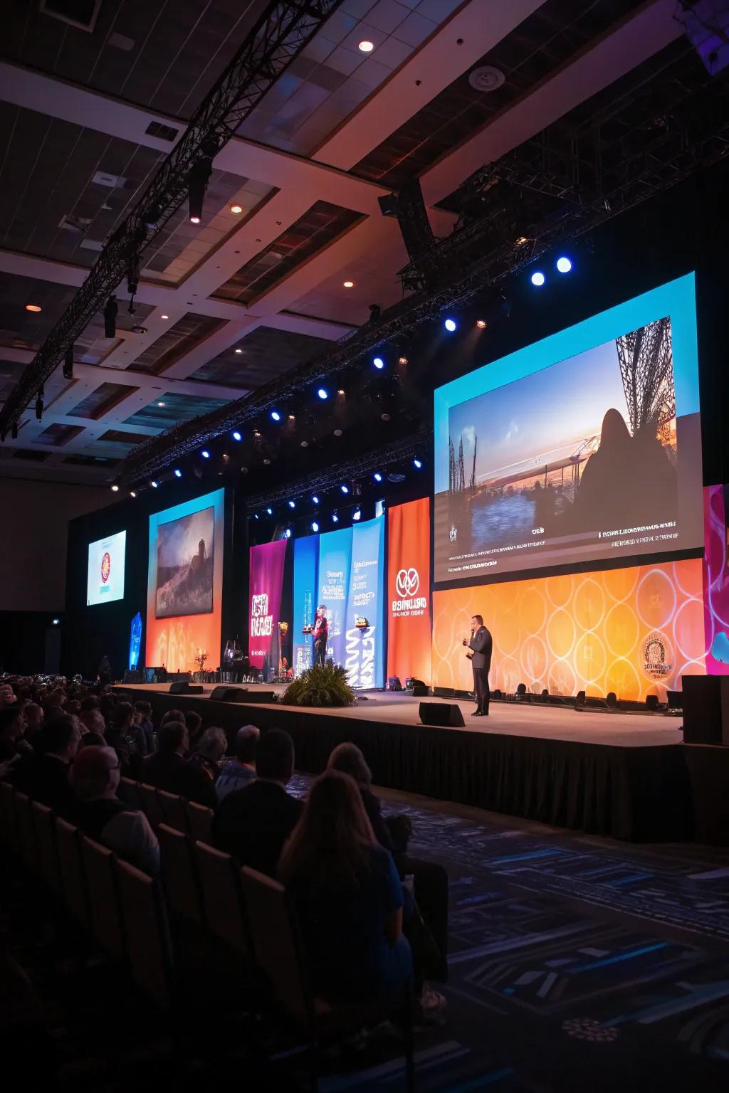 Multi-media components contribute to a lively stage presence.