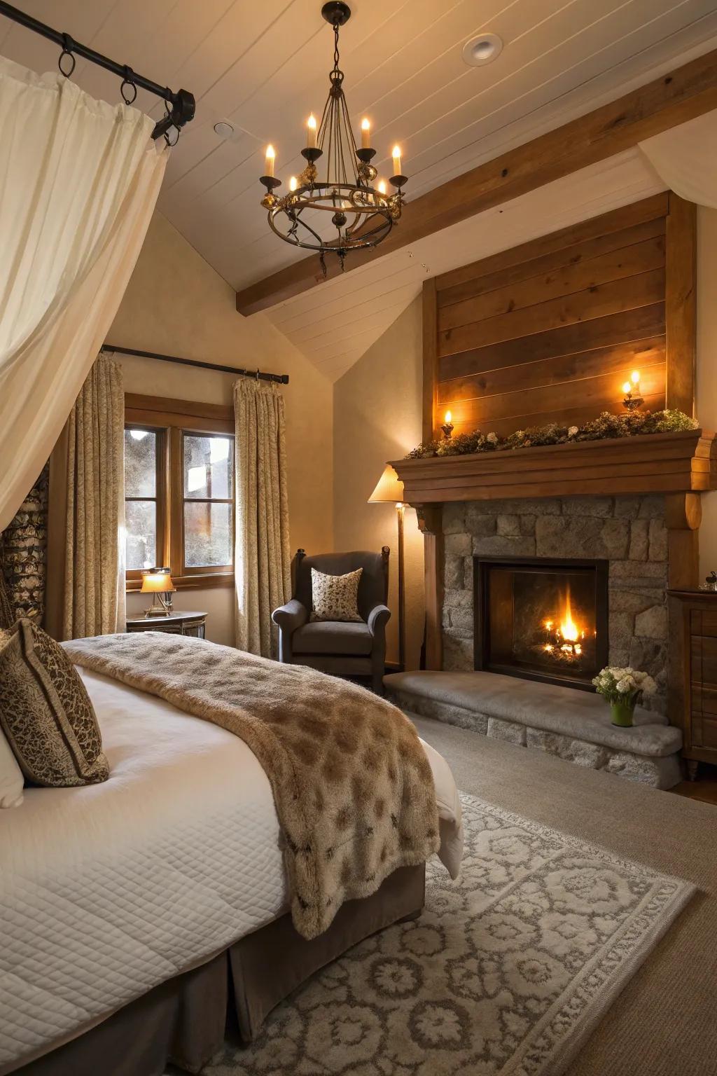 Craft a snug bedroom haven with a fireplace.
