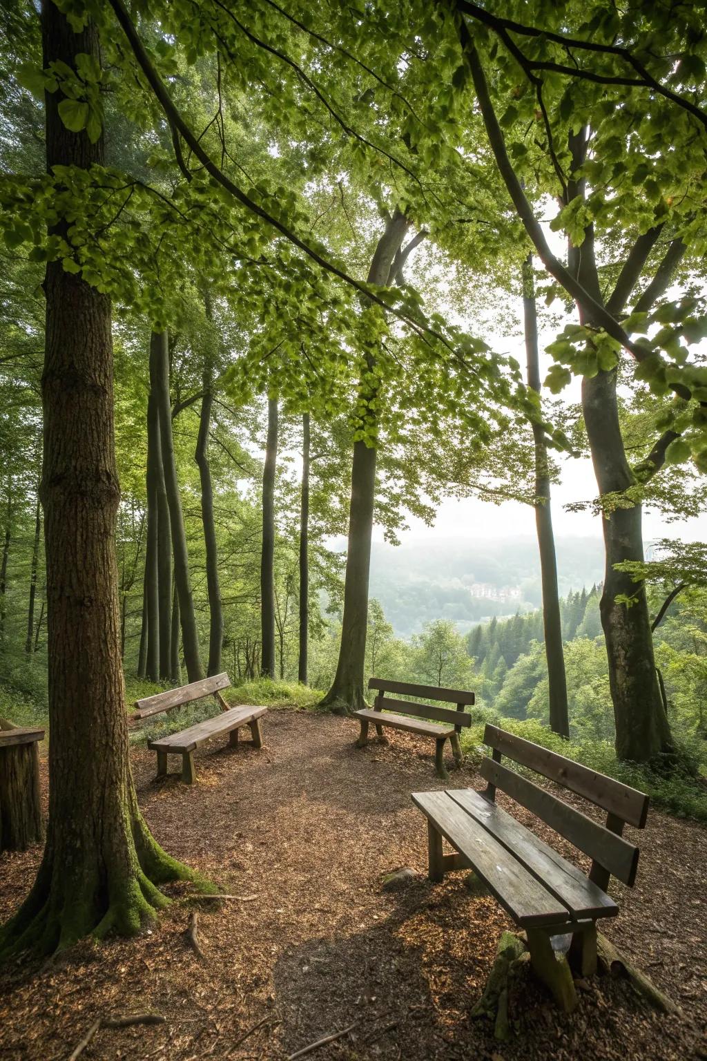 Timber shavings establish the ambiance for a tranquil timbered seating sector.