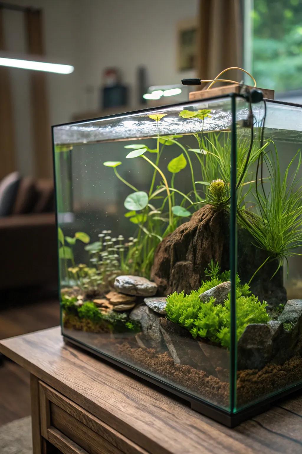 Floating flora bring a peaceful note to the water's face.