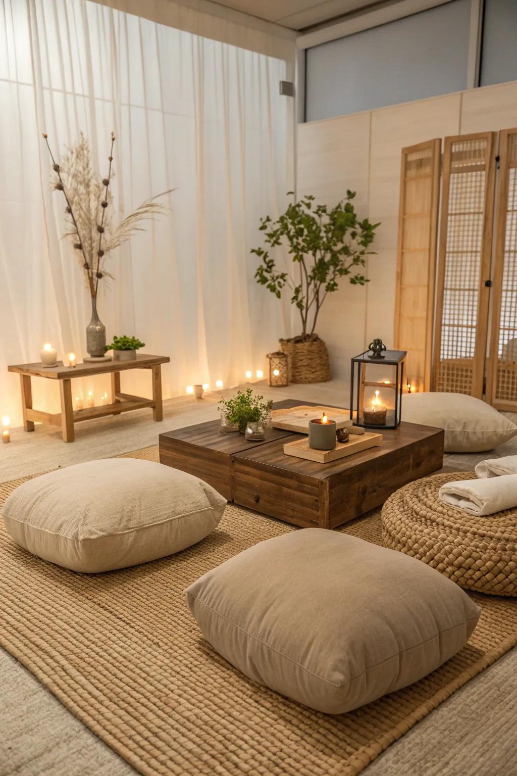 Create comfort with inviting floor seating options 🌟 #FloorSeating #RelaxedLiving