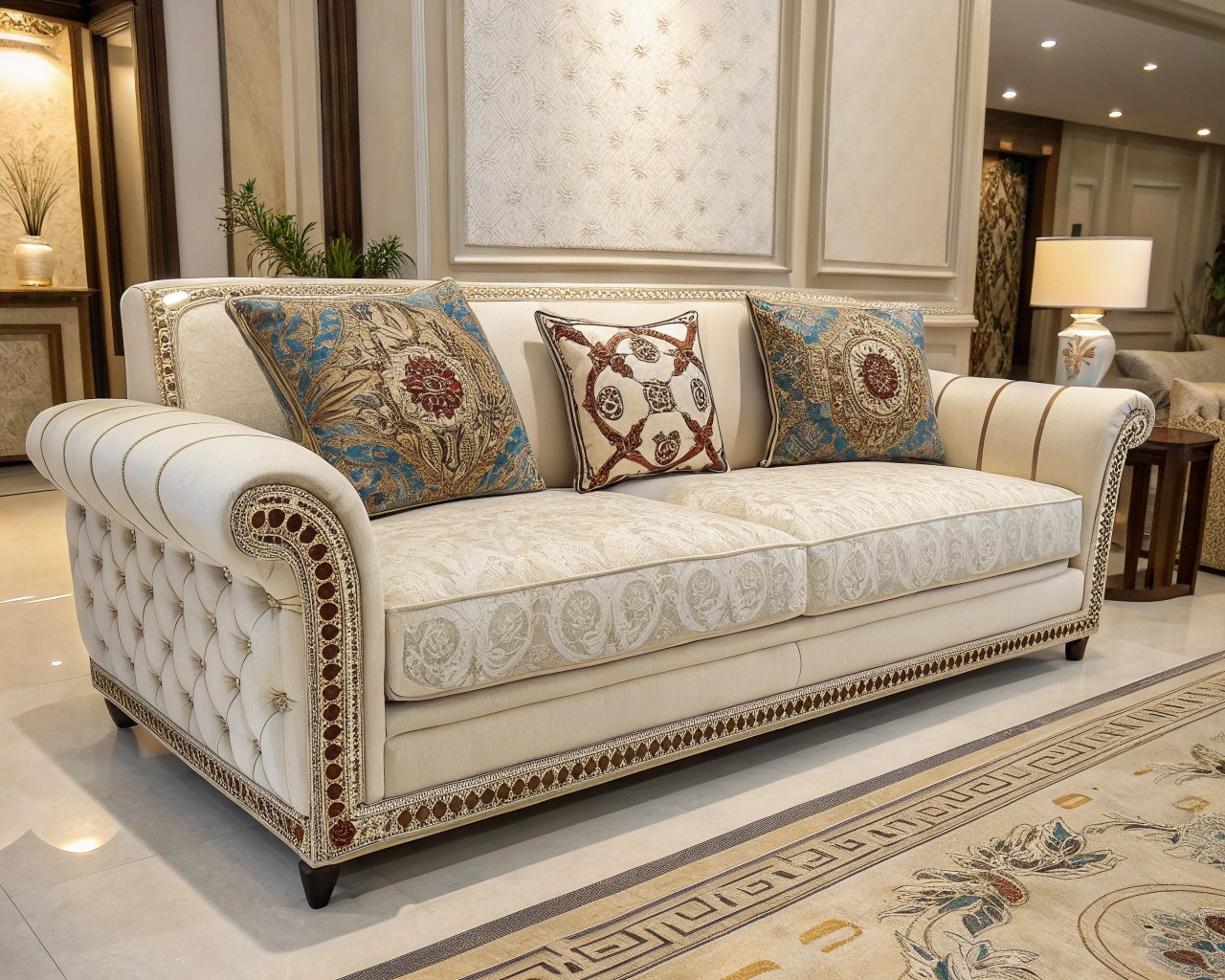 A visual guide demonstrating the principles of scale and proportion for art placement above a couch.