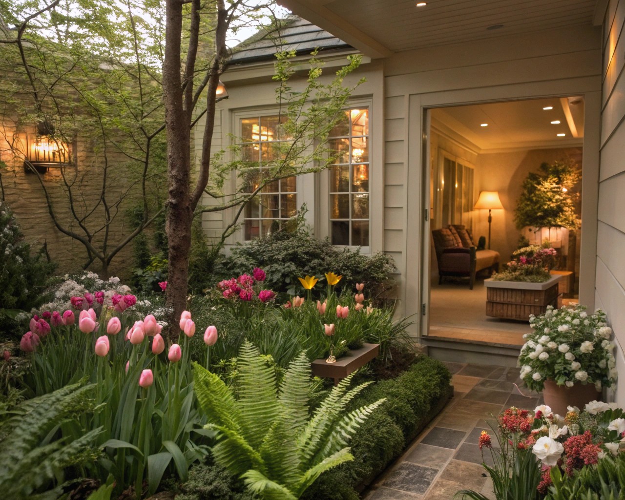 Outdoor corners offer opportunities for creating intimate garden rooms that enhance larger landscapes.